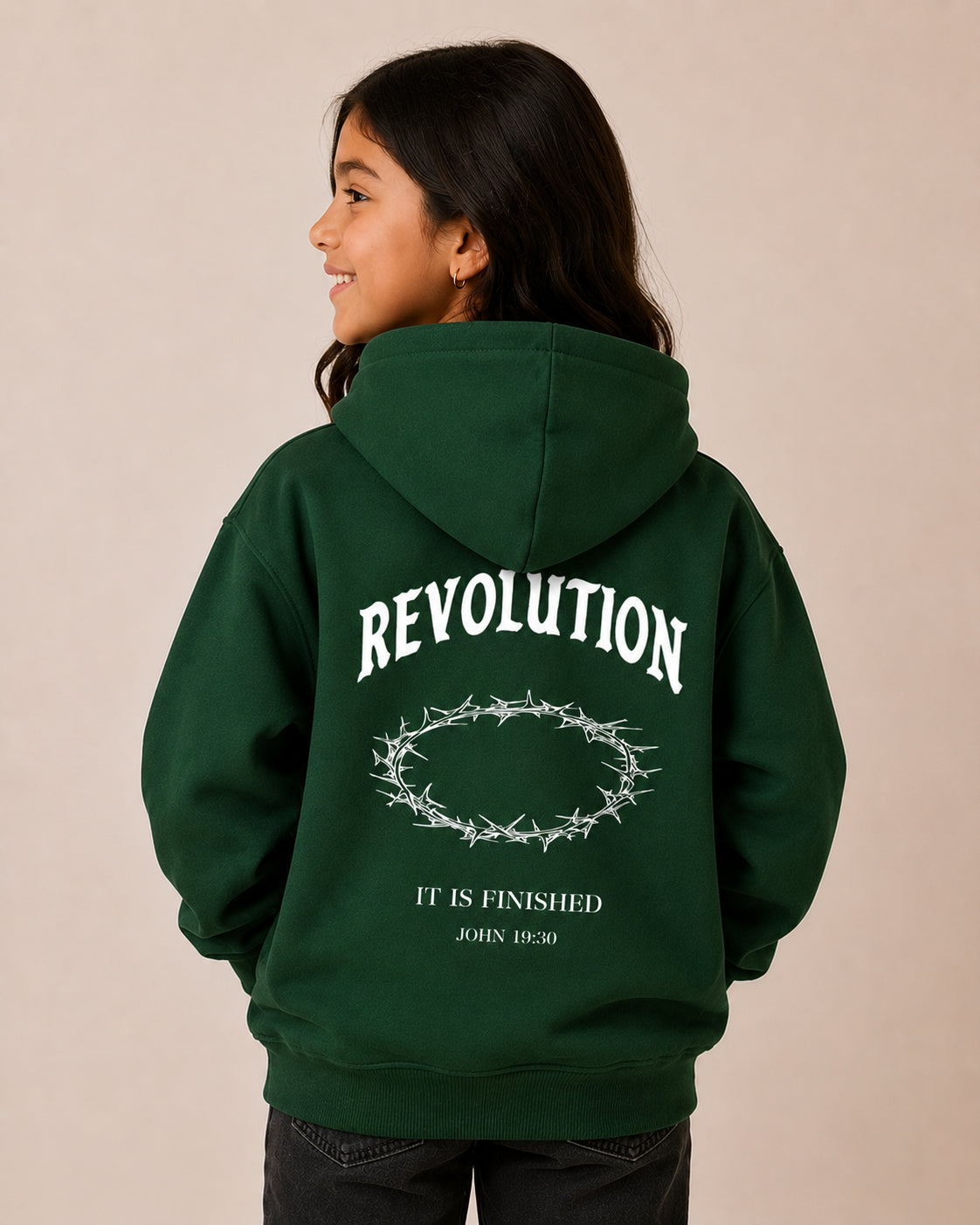 Kids Green Finished Hoodie