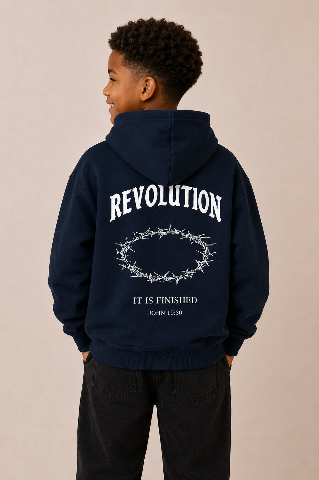 Kids Navy Blue Finished Hoodie