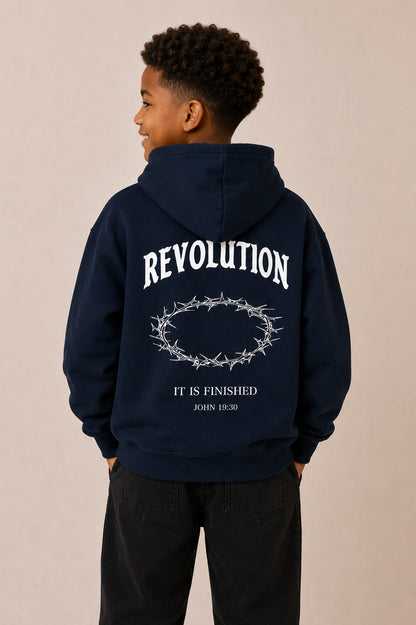 Kids Navy Blue Finished Hoodie