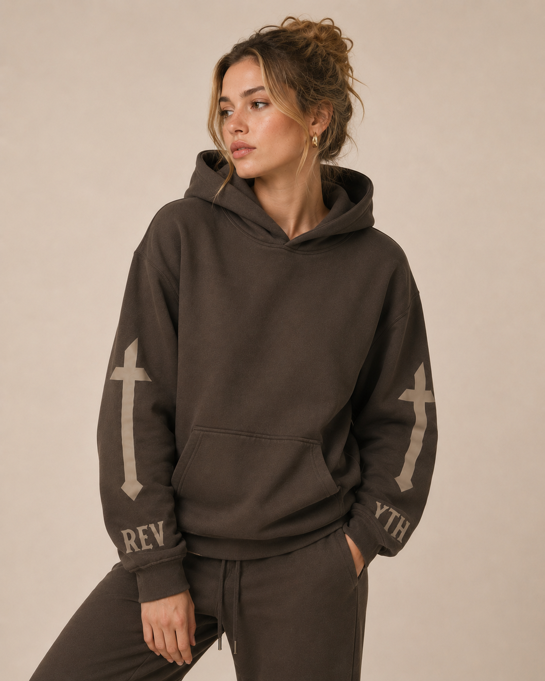 Dark Brown Marked Hoodie